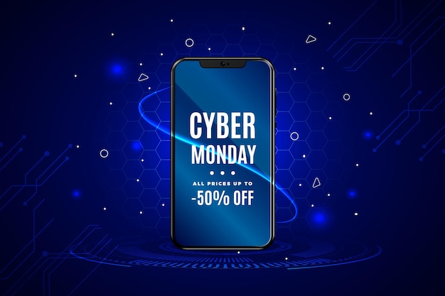 Realistic cyber monday sale background