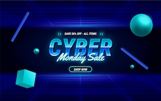 Realistic cyber monday sale background