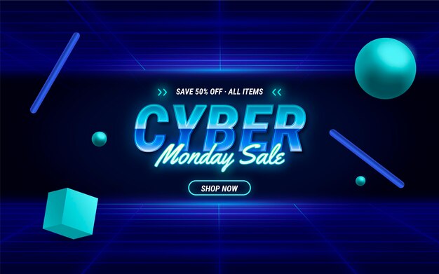 Realistic cyber monday sale background
