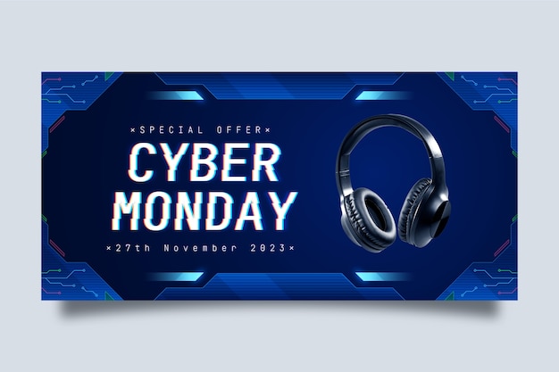 Free vector realistic cyber monday sale banner