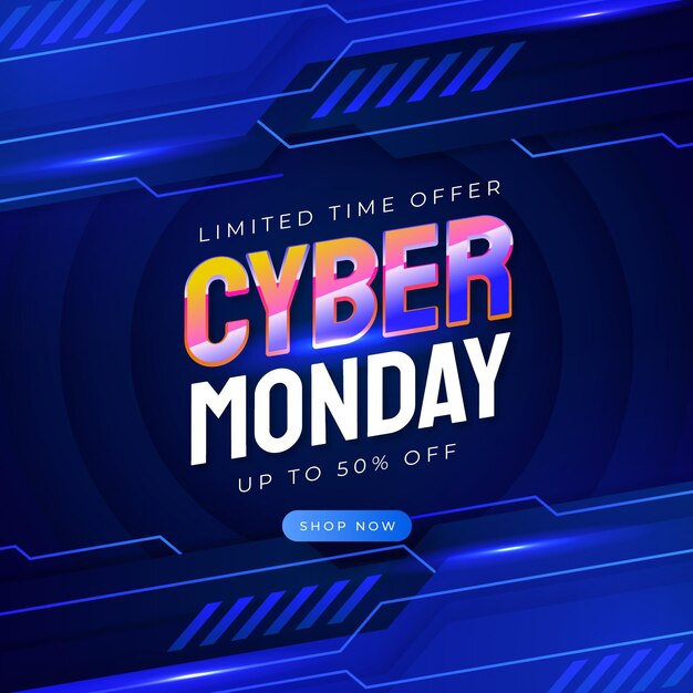 Realistic cyber monday sale illustration