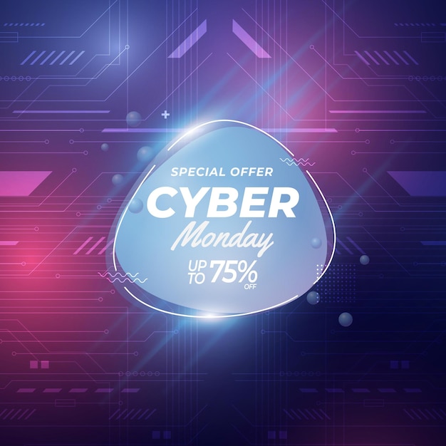 Free vector realistic cyber monday sale illustration