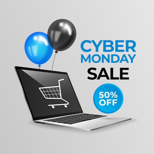 Free vector realistic cyber monday sale illustration