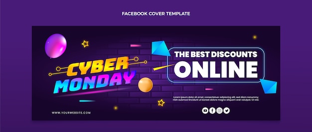 Realistic cyber monday social media cover template