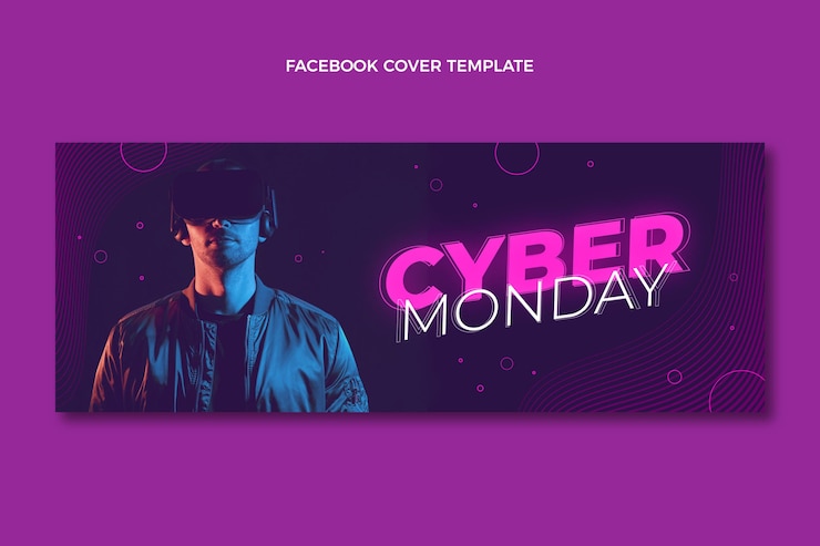 Free Vector realistic cyber monday social media cover template