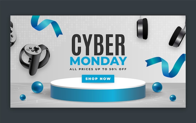 Free vector realistic cyber monday social media post template