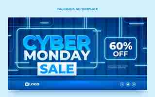 Free vector realistic cyber monday social media promo template