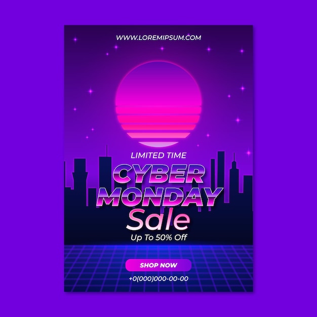 Realistic cyber monday vertical poster template