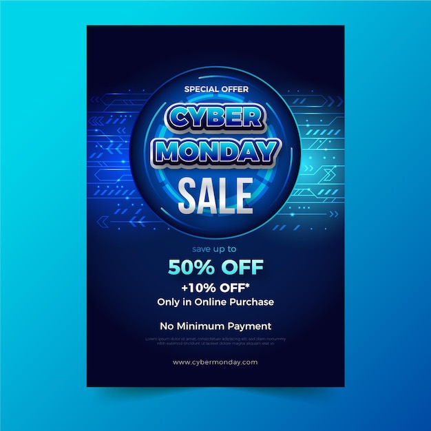 Realistic cyber monday vertical poster template