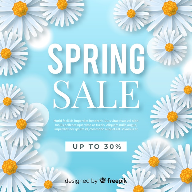 Realistic daisy spring sale background