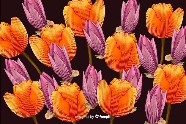 Realistic dark floral background