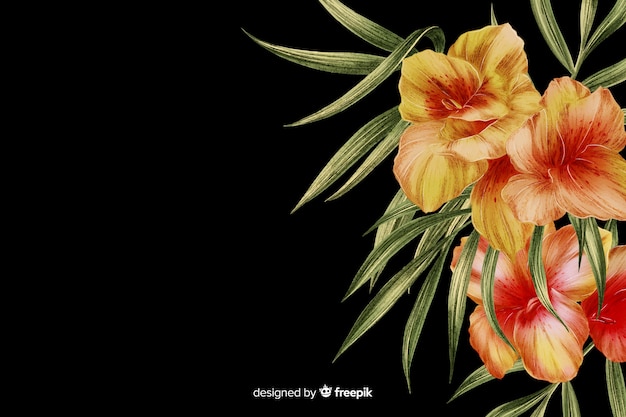 Free vector realistic dark floral background