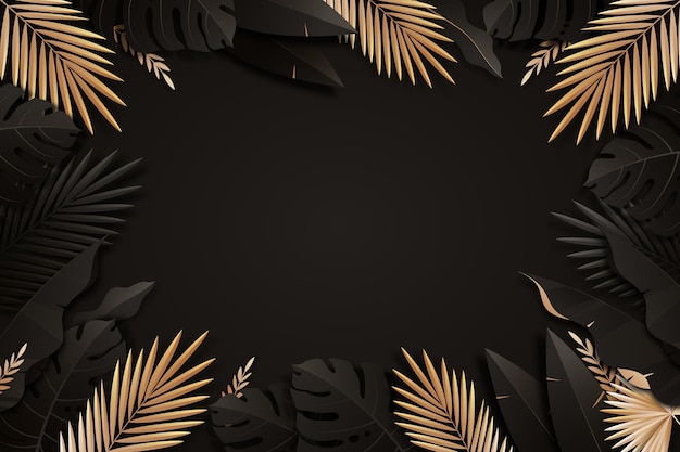 Free vector realistic dark golden leaves background