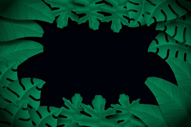 Free vector realistic dark tropical leaves background