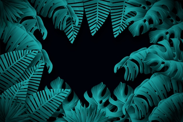 Реалистичные темные тропические листья фон