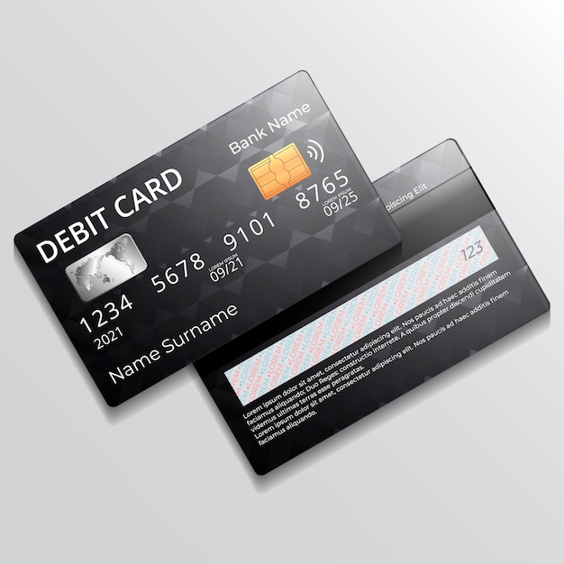 Free vector realistic debit card mockup