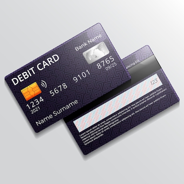 Free vector realistic debit card mockup