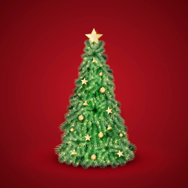 Realistic decorated christmas tree