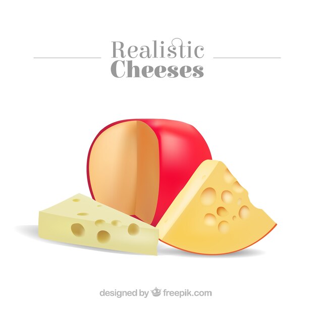 realistic delicious cheeses