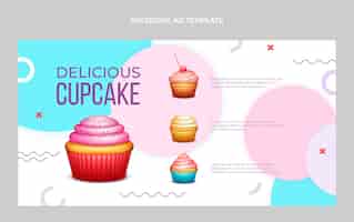 Free vector realistic delicious cupcake facebook template