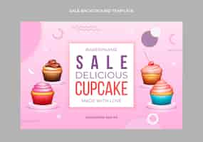 Free vector realistic delicious cupcake sale background