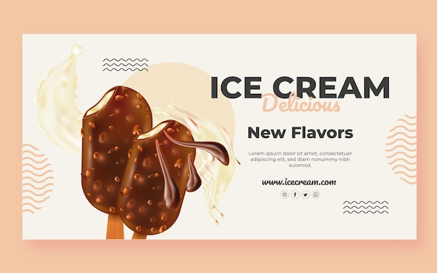 Vettore gratuito modello di facebook di gelato delizioso realistico