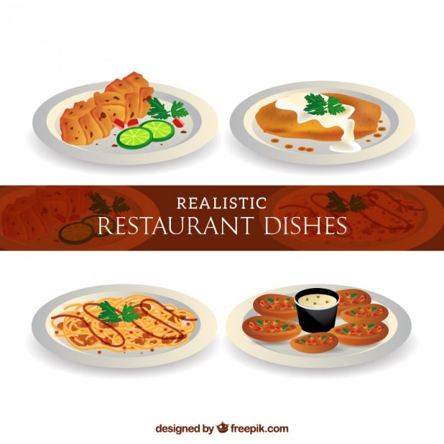 Free vector realistic delicious menus in a restaurant