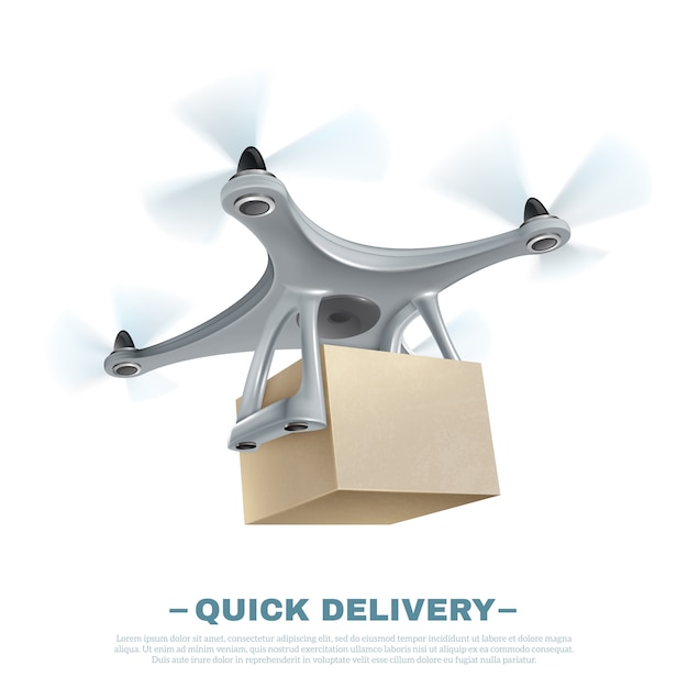 Бесплатное векторное изображение Реалистичная доставка drone