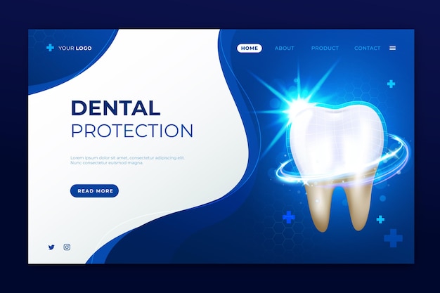 Бесплатное векторное изображение Реалистичный шаблон целевой страницы стоматологической помощи