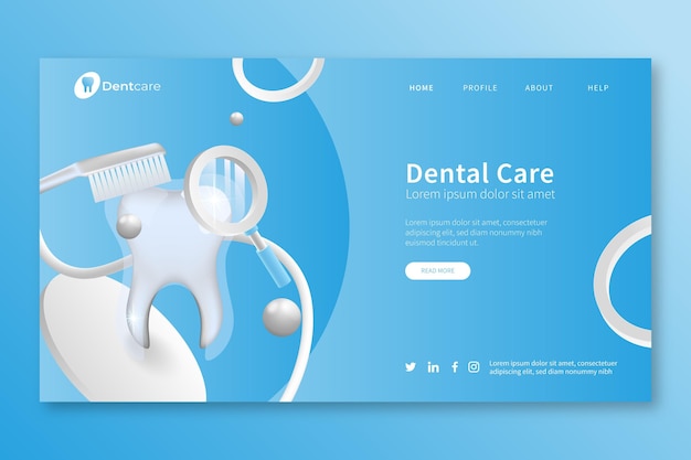 Realistic dental care landing page
