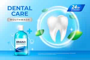 Free vector realistic dental care mouthwash