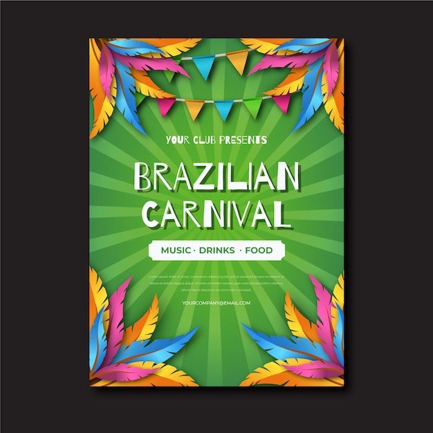 Realistic design for brazilian carnival poster template