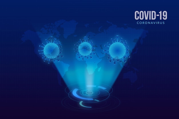 Realistic design coronavirus hologram