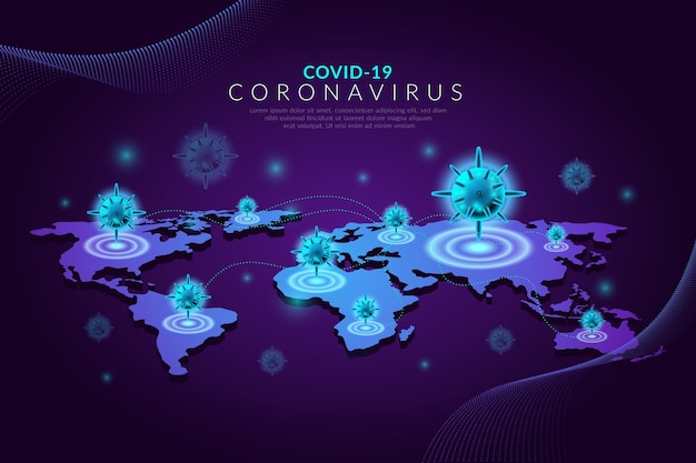 Vettore gratuito coronavirus dal design realistico con mappa