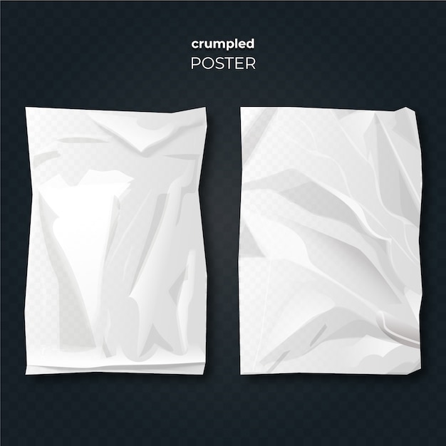 Realistic design crumpled poster effect