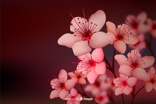 Realistic design dark floral background