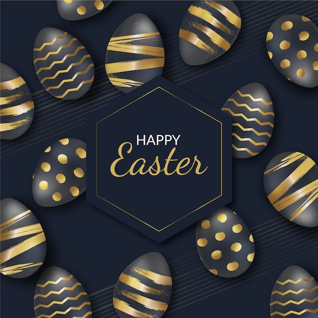 Free vector realistic design easter day golden egg set