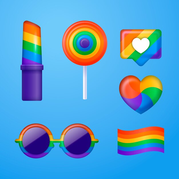 Realistic design elements collection for pride month celebration