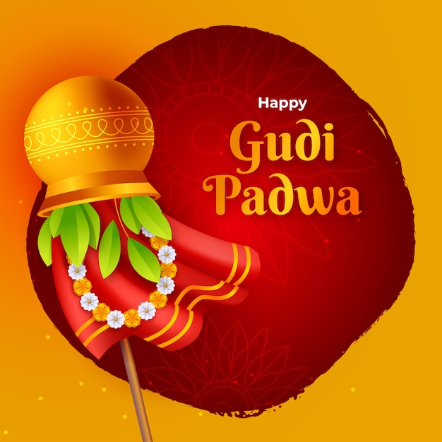 Realistic design gudi padwa