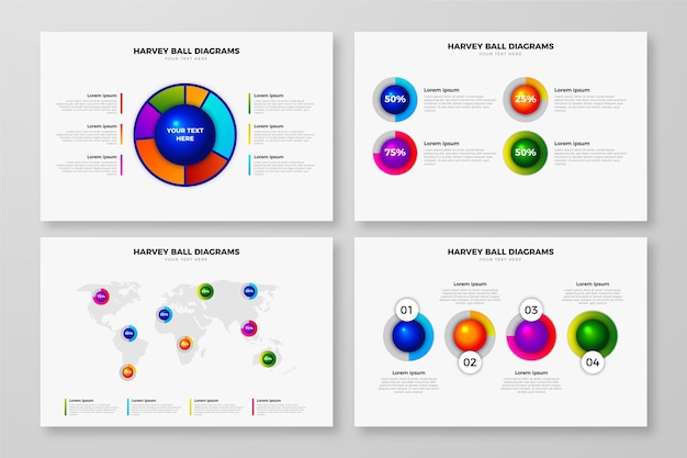 Free vector realistic design harvey ball diagrams