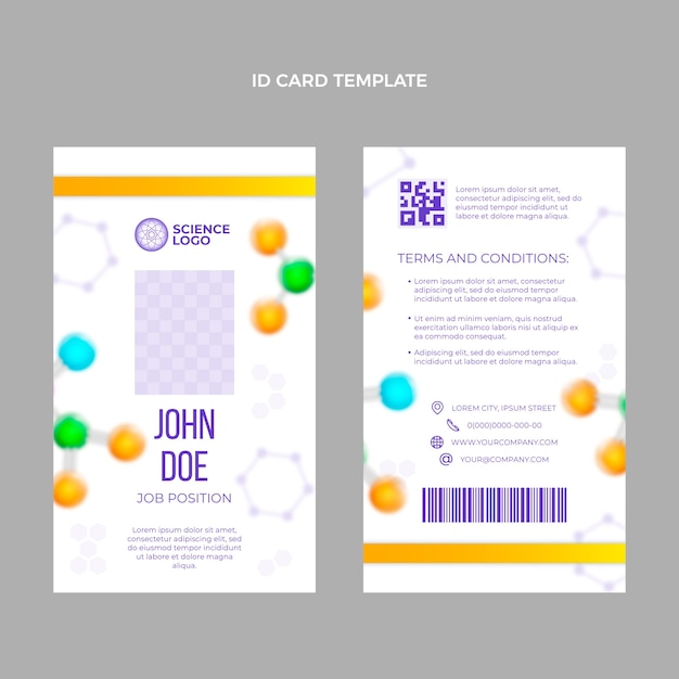 無料ベクター リアルなデザイン科学idカード