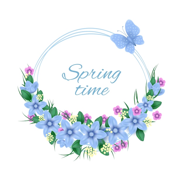 Realistic design spring floral frame