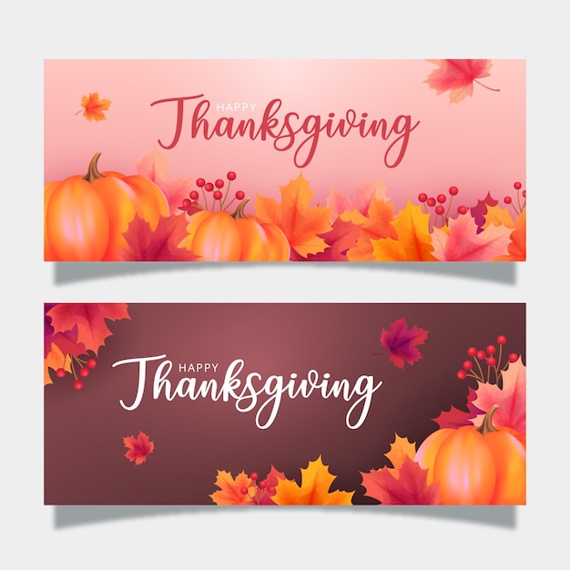 Realistic design thanksgiving banner