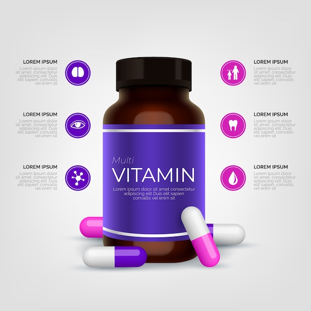 Бесплатное векторное изображение Реалистичный дизайн витаминно-комплексной упаковки