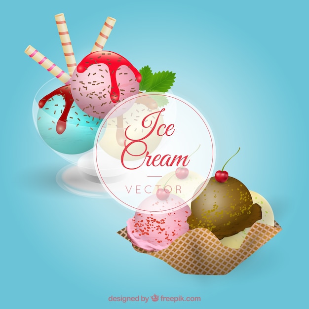 Free vector realistic desserts with ice-cream