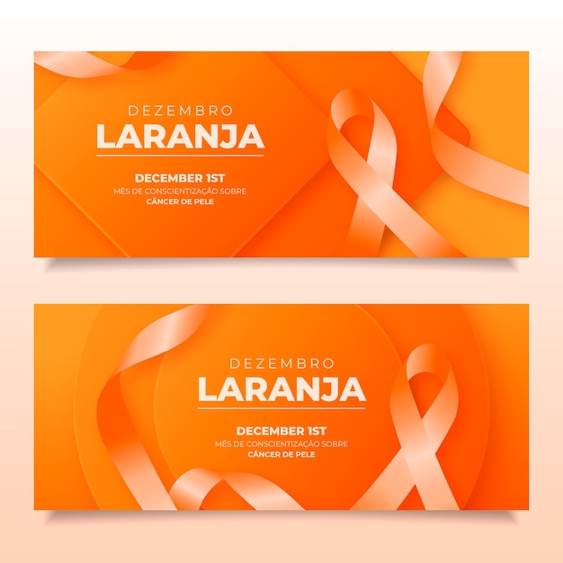 Free vector realistic dezembro laranja horizontal banners set