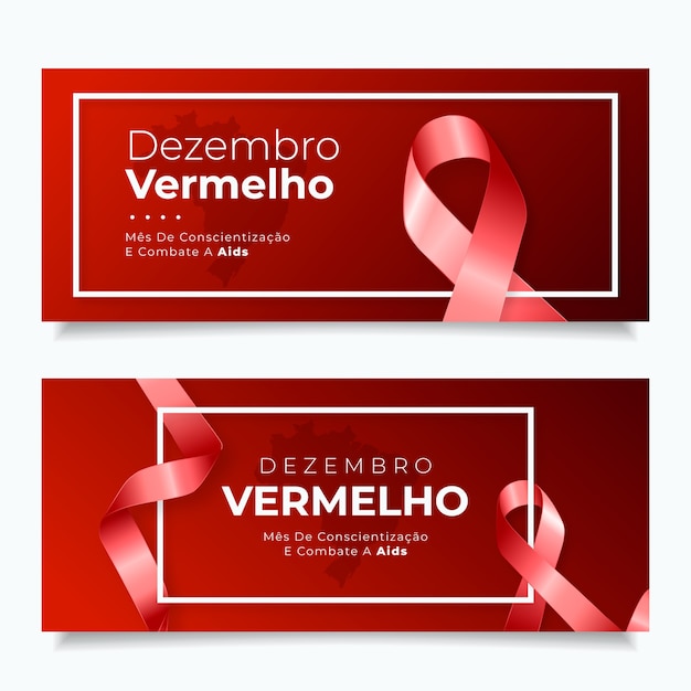 Set di banner orizzontali realistici dezembro vermelho