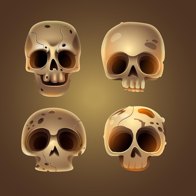 Realistic dia de muertos skull collection Free Vector