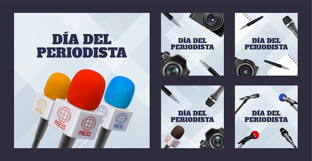 Realistic dia del periodista instagram posts collection