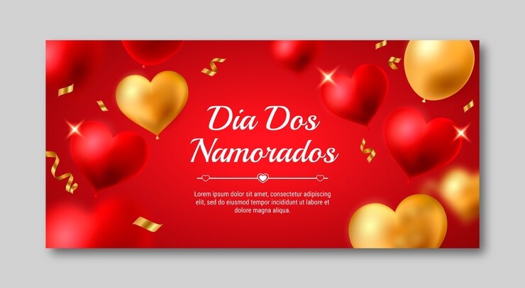 Бесплатный Вектор реалистичный баннер dia dos namorados
